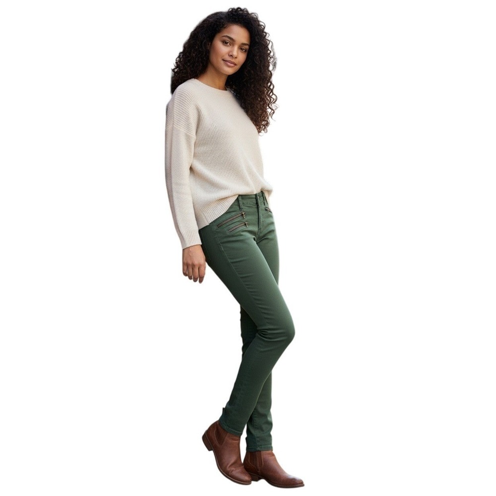 Joe's Jeans Rocker Skinny Olive Green Zipper‎ Detail Stretch 28x31